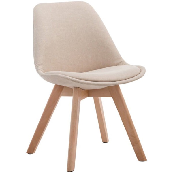 Matstol x1 skandinavisk design i creme tyg och med 4 ben i ljus trä 10_0003274 kastanj