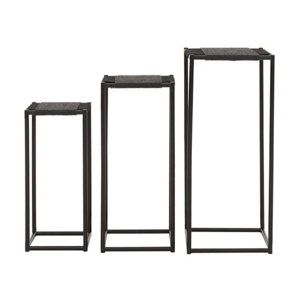 Sæt med 3 blomsterborde, sidebord, blomsterstøtte, stabelbar hylde i metal, papir og snor i anthracit 04_0007506 Metall