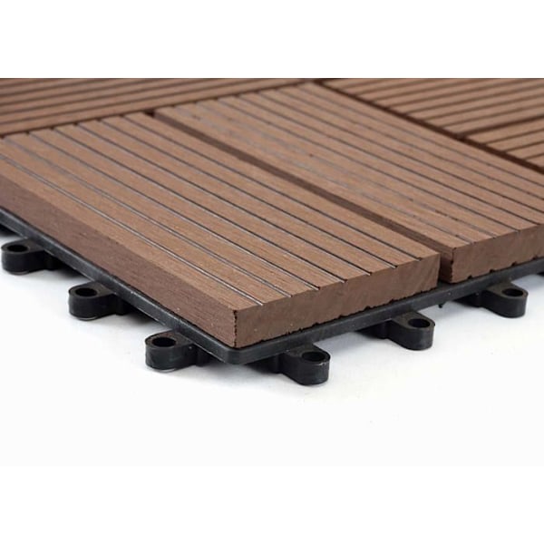 WPC-lattia-laatat parvekkeelle terassille puun näköiset 11 kappaletta 30x30cm 1m² tiilimuoto teak-värissä kahvi 04_0005442 kastanj