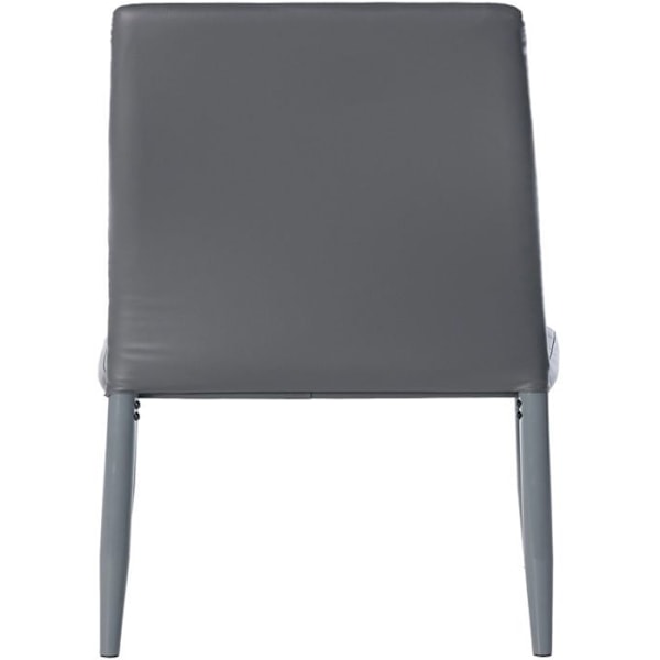 Stol til spisestue x1 enkel design i grå PVC med dekorativ syning metalramme i grå 10_0002055 Grå