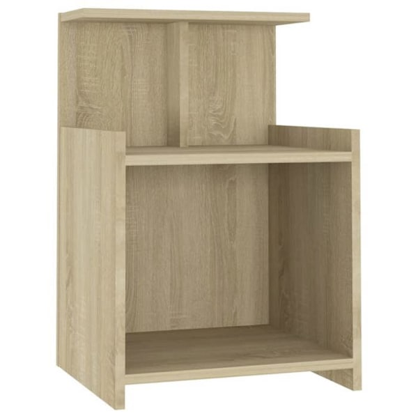 Sæt med 2 natborde med hylder 40 x 35 x 60 cm spånplade i egetræ farve DEC035259 Flerfärgad