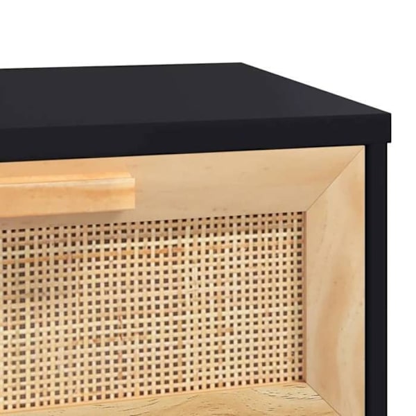 Praktisk konsolbord med opbevaringsskuffer 80 x 30 x 75 cm massivt fyrretræ / naturlig sort rattan DEC032165 kastanj