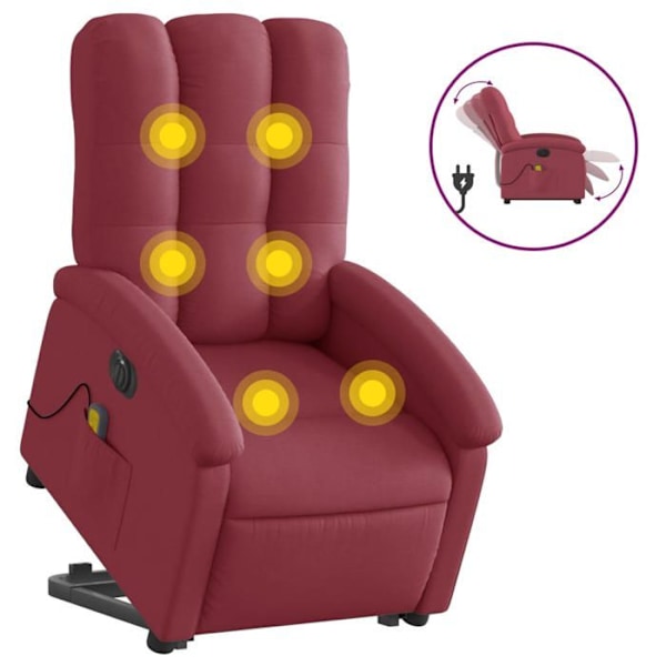 Afslapningsstol med massagefunktion og justerbar i bordeaux stof DEC027849 Bordeaux