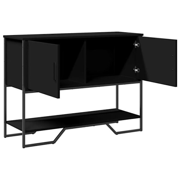 Moderni sisäänkäynnin konsolipöytä, apupöytä säilytystilalla 100x35x74,5 cm insinööripuu ja musta metalli DEC032075 kastanj