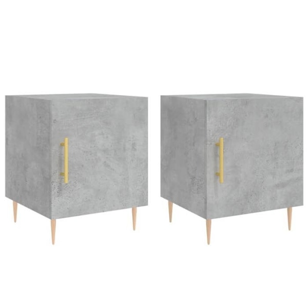 Sæt med 2 sengeborde med rum med dør 40 x 40 x 50 cm grå ingeniørtræ DEC035393 kastanj
