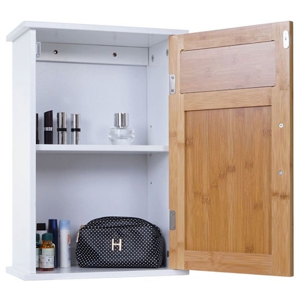 Väggskåp för badrum i bambu 52 x 35 x 21 vit