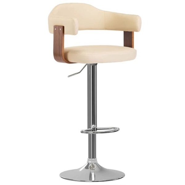 Set med 2 barstolar i retrodesign i böjt trä och krämfärgad PVC samt järn DEC029648 kastanj