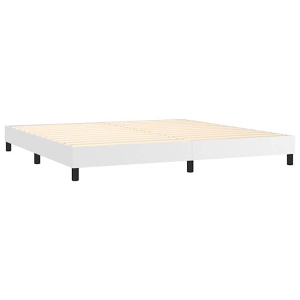 Sängynrunko 200 x 200 valkoista synteettistä vaneriä.
