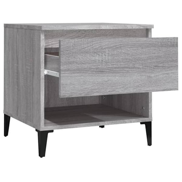 Sæt med 2 sideborde med skuffe 50 x 46 x 50 cm i grå ingeniørtræ DEC032651 kastanj