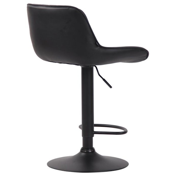 Taburett i barstol x1 i svart PVC med vertikala sömmar, stöd i svart metall 10_0005101 Metall