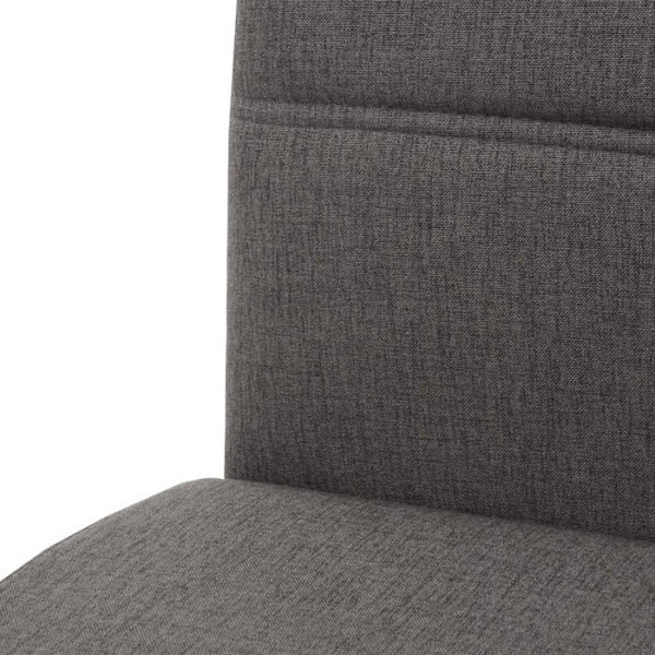 Set med 6 matstolar för köket i tyg/textil med dekorativa sömmar i gråbrunt och ram i stål 04_0000856 Grå