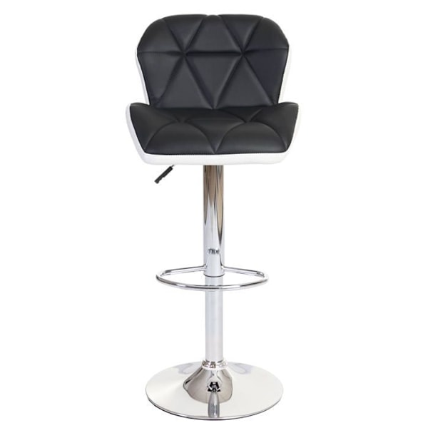 Barstol højdejusterbar i sort syntetisk materiale med stel i kromstål.