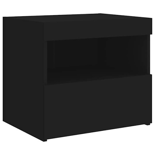 Sæt af 2 natborde med LED-lys, skuffe og rum 50 x 40 x 45 cm, sort ingeniørtræ DEC035940 kastanj