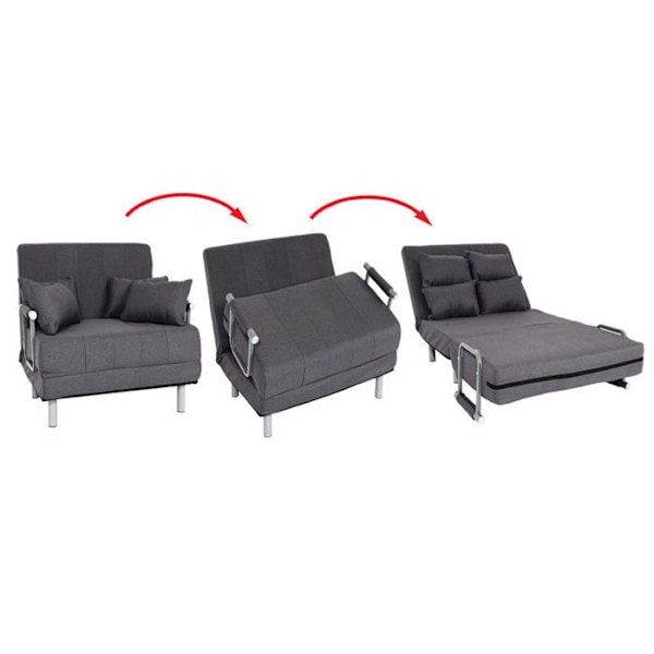 Sovesofa, sovesofabænk, ekstra soveplads, afslapningsområde, soveoverflade 97x186 cm, mørkegråt stof 04_0006260 Grå
