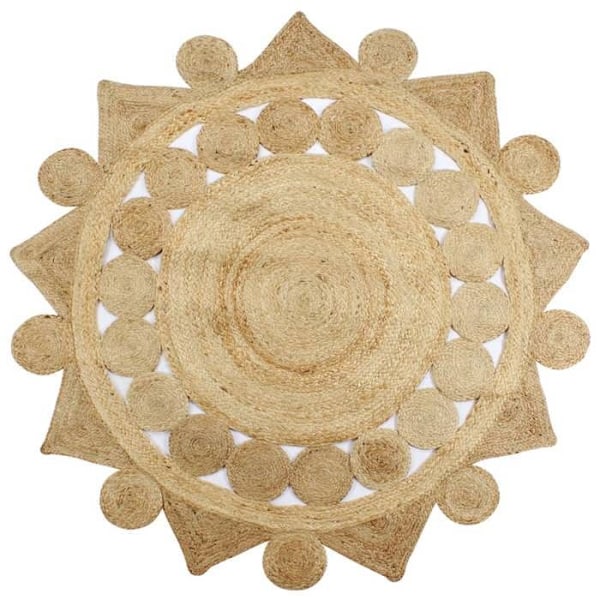 Matto - Jute - Käsintehty - Pyöreä - Beige - Luonnollinen
