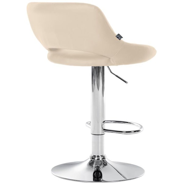 Barstol x1 med bøjle, drejelig og justerbar i creme PVC og metal 10_0005210 Grädde