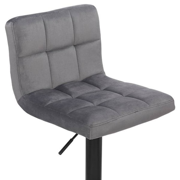 Sæt med 4 barstole i grå velour med dekorative syninger, sort metalstel 10_0004503 Grå