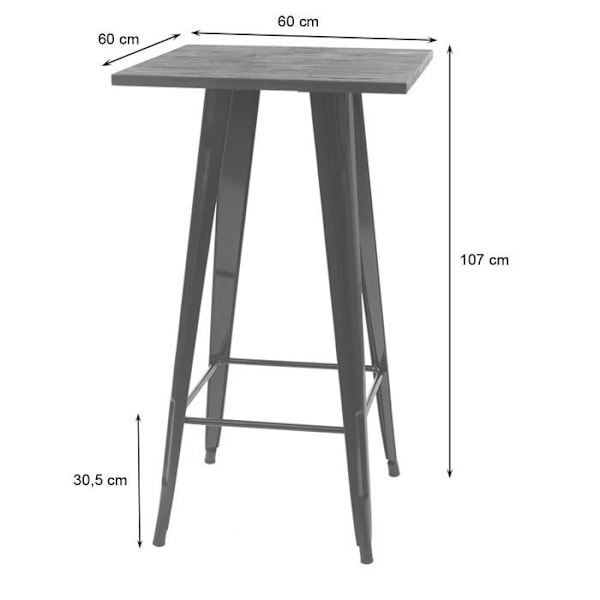Høj bar bistrobord i industridesign i metal 107x60x60cm sort 04_0005123 kastanj