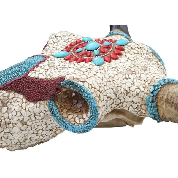 Vasikkaskull ja häränpää trofee mosaiikkipolyresiinistä 51x50x25cm 04_0002820 Flerfärgad