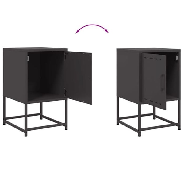 Sæt af 2 natborde med rum med dør 36 x 39 x 60,5 cm sort stål DEC035485 Svart