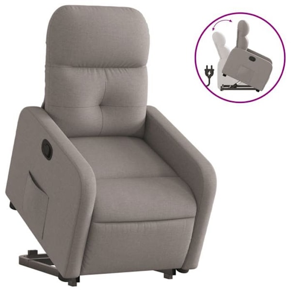 Fauteuil relax TV med komfortabel polstring og elektrisk løftefunktion i taupe stof DEC028193 Guld