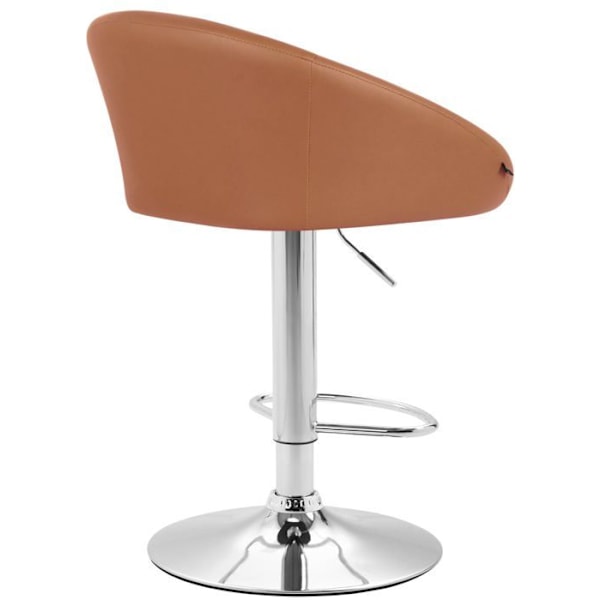 Baari stool x1 säädettävä ja kääntyvä, pyöreä selkänoja vaaleanruskeasta PVC:stä, kromimetallijalka 10_0005208 kastanj