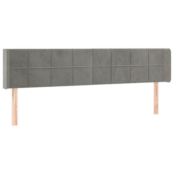 Hovedgærde til seng, soveværelse, møbel med sidekant 183 x 16 x 78/88 lysgrå velour.