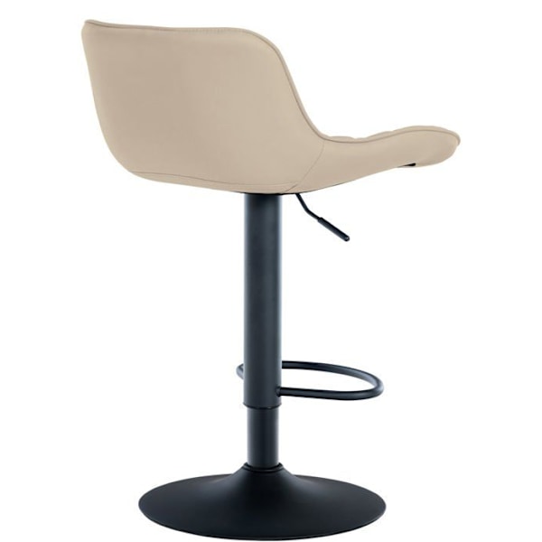 Barstol x1 sæde med dekorative diamant-syninger i creme PVC og sorte metalben 10_0005225 Grädde