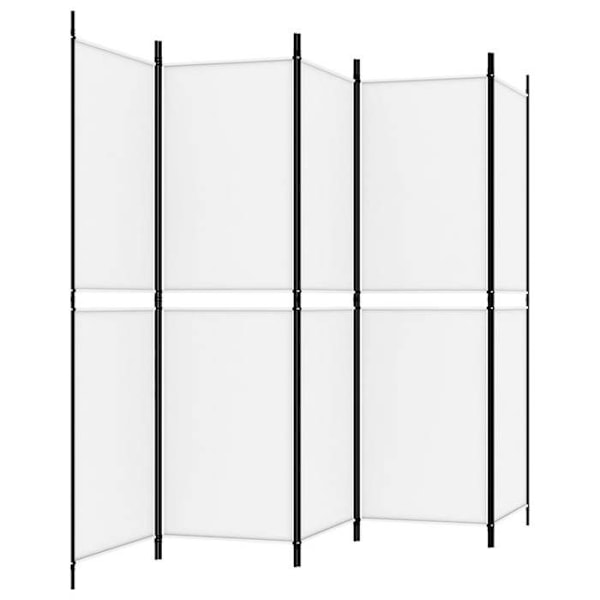 Paravent separator til rum skillevæv 5 paneler 250 x 180 cm hvidt stof og jern DEC030946 Vit