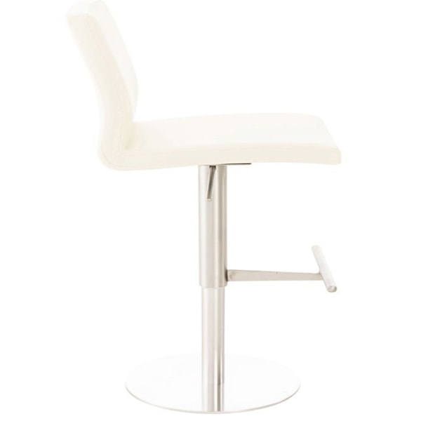 "Barstol x1 justerbar i højde og roterende 360° rund metalplatform sæde i PVC creme 10_0004562" Grädde