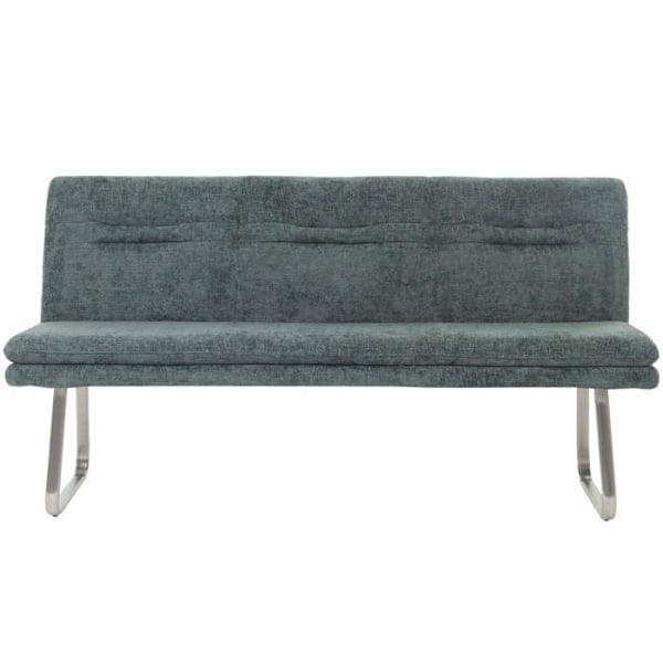 Banc de salle à manger rembourré avec dossier en tissu chenille bleu vert et acier inoxydable, longueur 180 cm 04_0005845 Blå