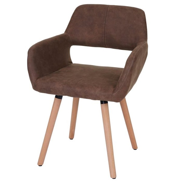 Retro design matbord för besökare i brunt tyg med ljusa träben 04_0002152 kastanj