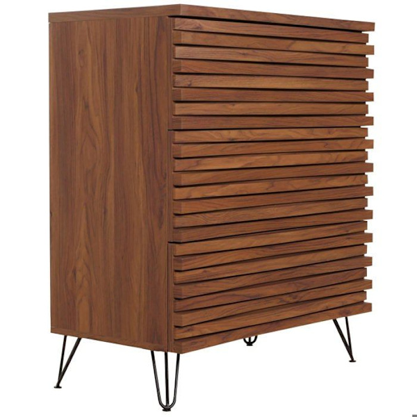 Kommode med tre rummelige skuffer i massivt mangotræ metal 94x80x45 cm valnøddesign 04_0006525 kastanj