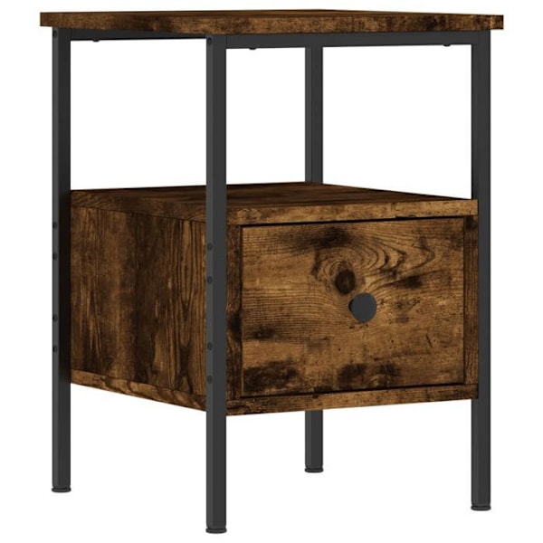 Natskab med skuffe og hylde 34 x 36 x 50 cm brun ingeniørtræ og jern DEC033543 kastanj