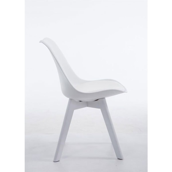 Spisestol x1 skandinavisk design i PVC og hvid plast med 4 ben i hvidt træ 10_0003310 Vit