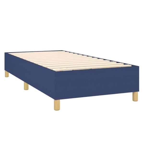 Sæng med lameller på fødder, sengegærde 90x200 cm, blå stof TDL0207317 Blå