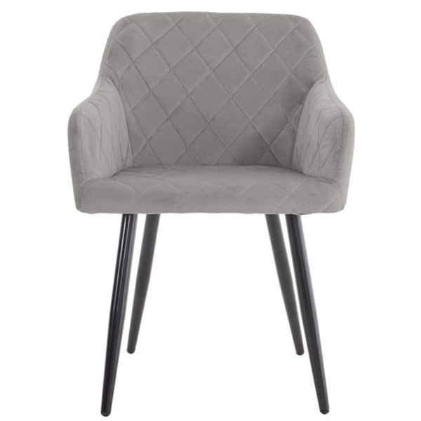 Retro design ruokapöydän tuoli, koristeelliset timanttikuvioiset päälliset, harmaa kangasistuin 10_0002108 Grå
