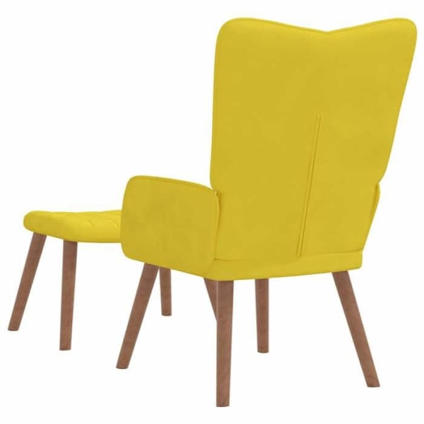 Moderne design lounge stol med fodskammel i sennepsgul velour DEC026532 Gul