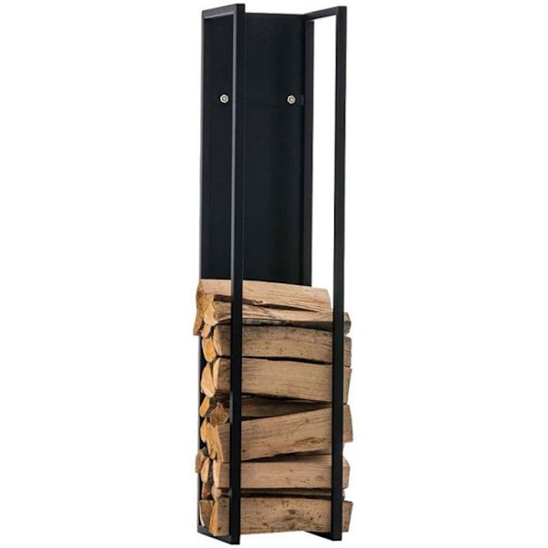Række bûches opbevaring til brændeovn 160x25 cm i mat sort metal 10_0003577 kastanj