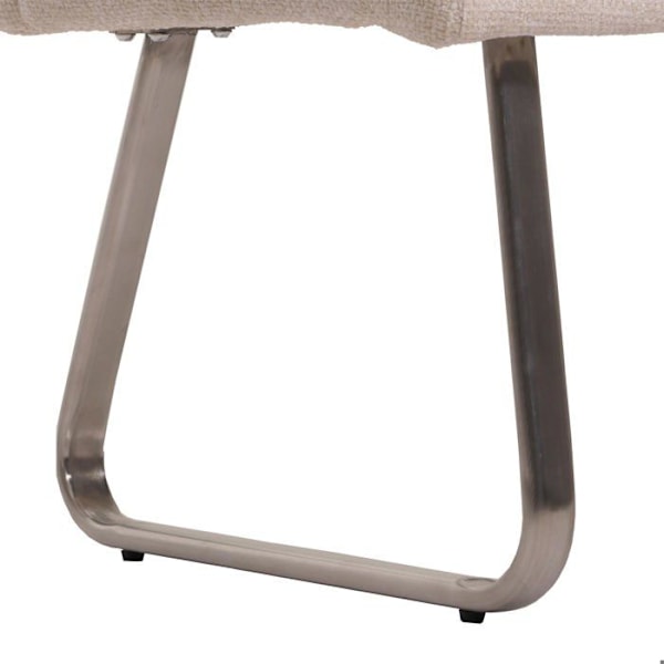 Bænk til spisebord i creme chenille stof 180 cm og børstet rustfrit stål 04_0005819 Grädde
