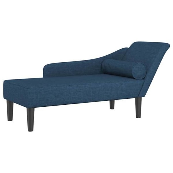 Meridienne chaise longue til indendørs brug med puder i blåt stof DEC026061 Blå