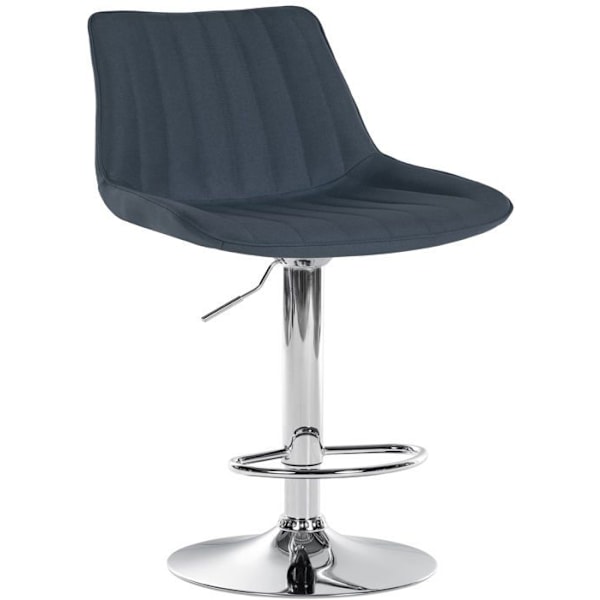 Bar stool x1 korkeussäädettävä 360° kääntyvä tummanharmaa kangasistuimella pystysaumalla metallijalka kromin näköinen 10_00 Grå