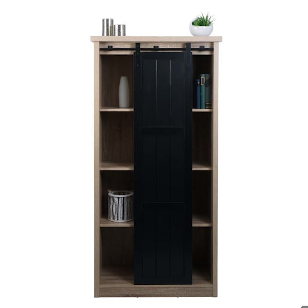 Stue møbel med skydelåger skuffe buffet 8 opbevaringsrum MDF og industrielt metal 163 x 76 x 38 cm 04_0005 Metall