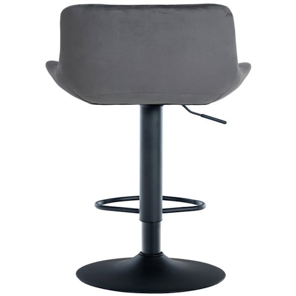 Barstol x1 sort metal sort, sæde i mørkegrå velour med stikninger 10_0005447 Grå