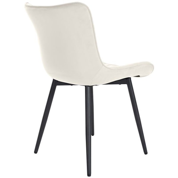 2 kpl ruokasalituoleja, joissa on pystysuorat koristeompeleet, mustat metallijalat ja vaaleanbeige PVC-istuin 10_0001734 Grädde