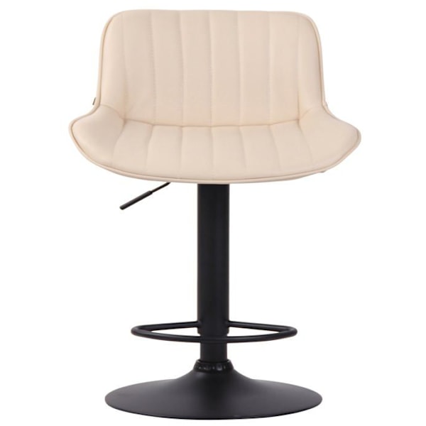 Barstol høj stol x1 i creme PVC med lodrette syninger, sort metalstøtte 10_0005099 Grädde