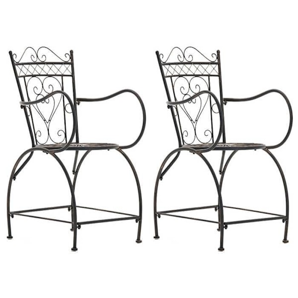 Sæt med 2 havestole med armlæn, balkon, terrasse, design rustikt i metal bronze 10_0002866 Brons