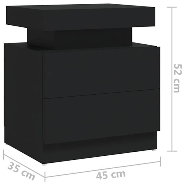 Natteskab med 2 skuffer 45 x 35 x 52 cm sort agglomerat DEC034489 Svart