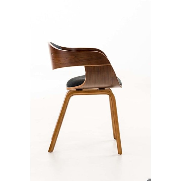Kontorstol uden hjul visitor i stof og træ med retro design og maksimal komfort sort valnød