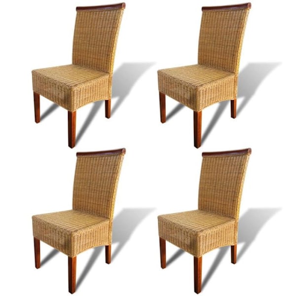 Matsalsstolar - Ej specificerat - Set om 4 - Äkta rotting - Massivt trä - Modern stil kastanj
